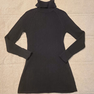 White House Black Market Solid Black Turtleneck Sweater Ribbed Womens Medium